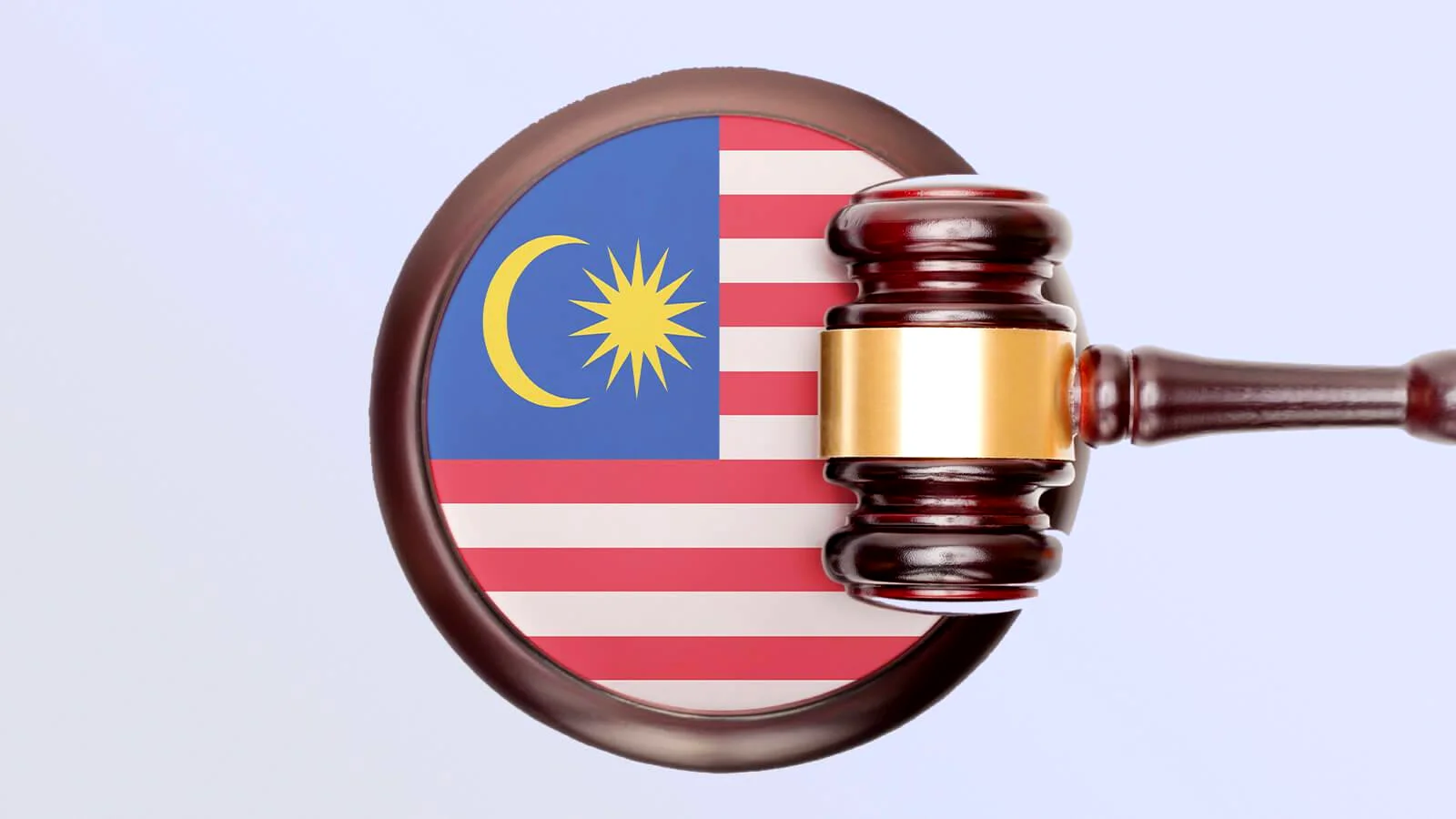 Malaysia flag with a gavel